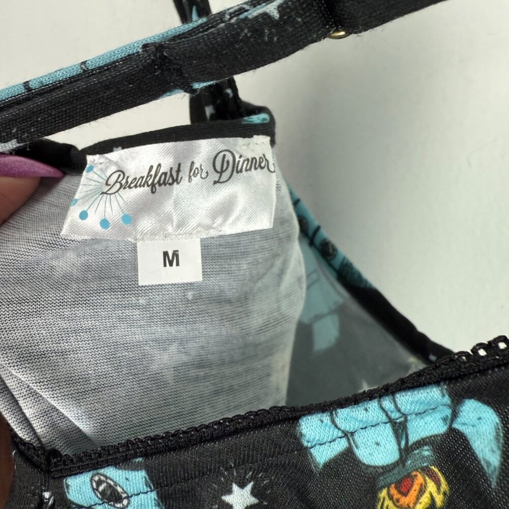 NWT Modcloth Breakfast for Dinner Easy Does It Sleep Romper Rockets Size Medium - Picture 6 of 12